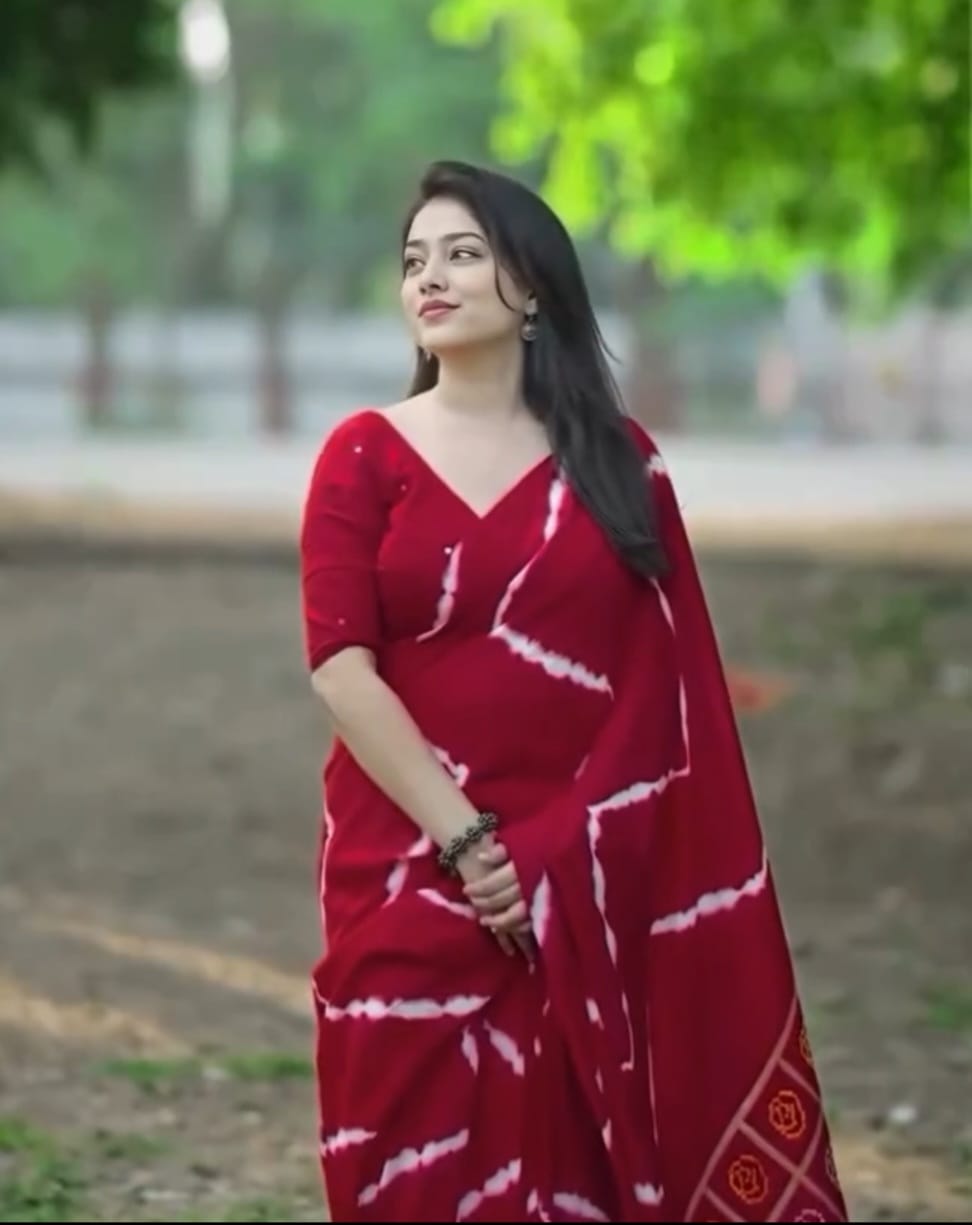 Digital Print Sharee with Blouse Piece (Chanduri Silk)