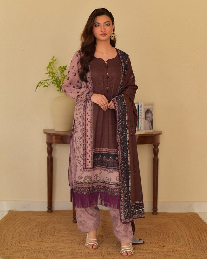 Digital Print Lace Work Ready-Made Three Piece