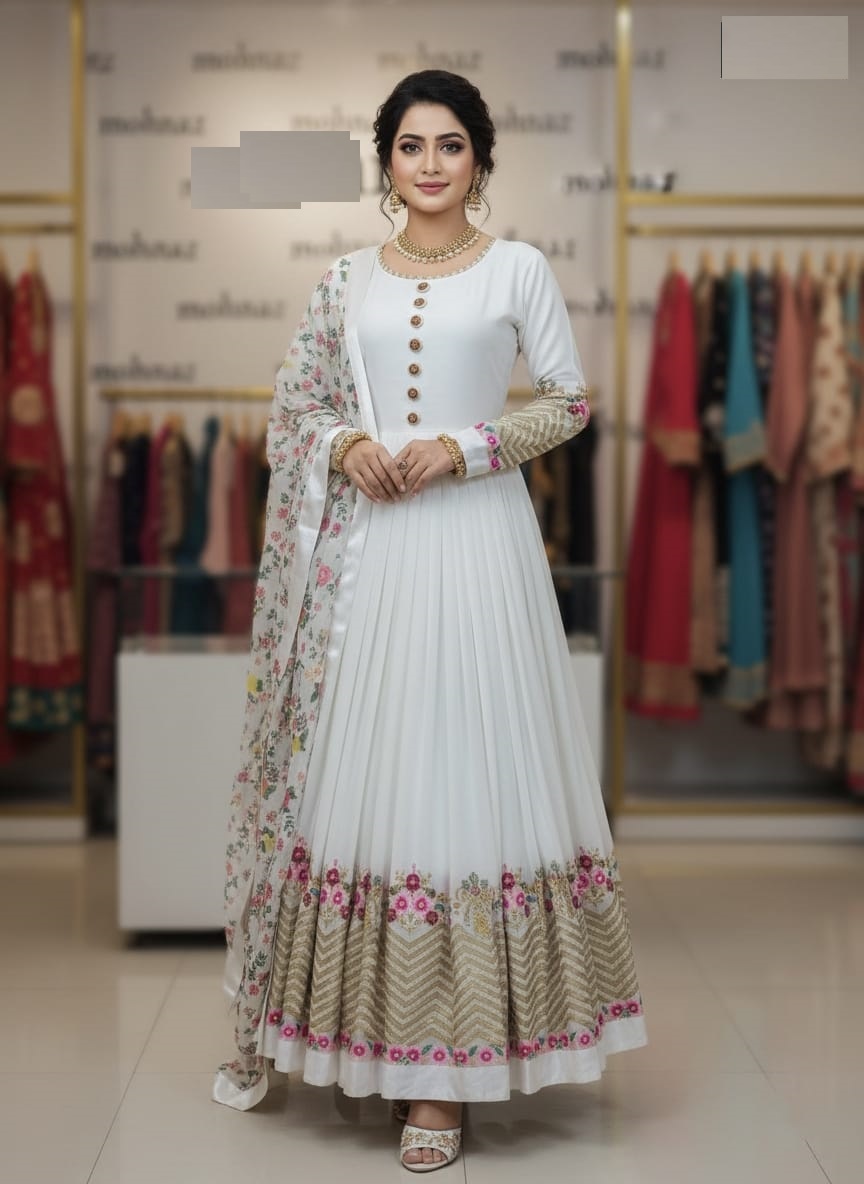 Jorjet Embroidery Semi-Stitched Party Dress