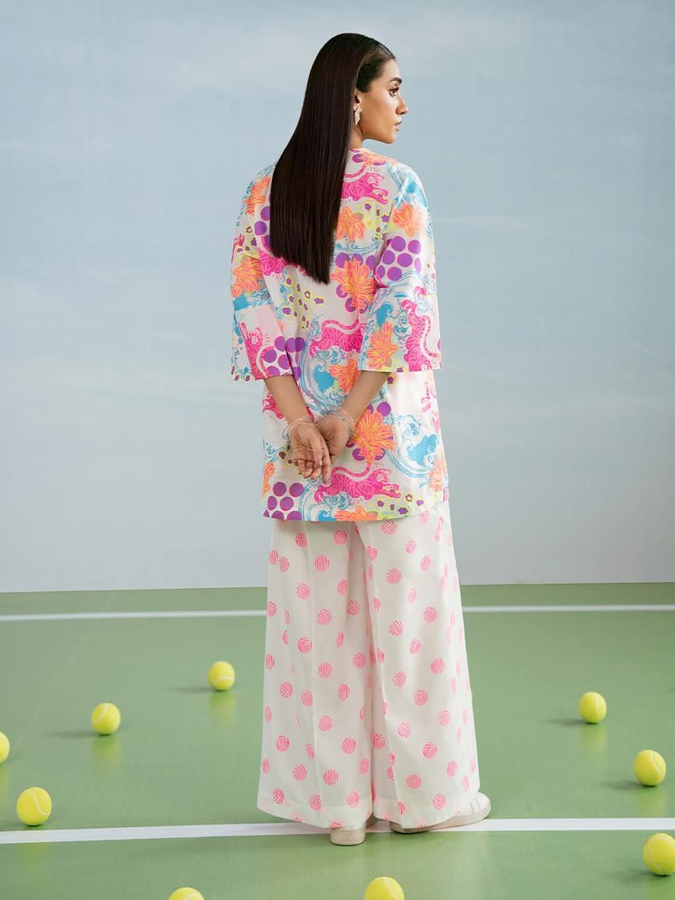 New Arrival Cotton Digital Print Co-Ord Set with Tassel Work